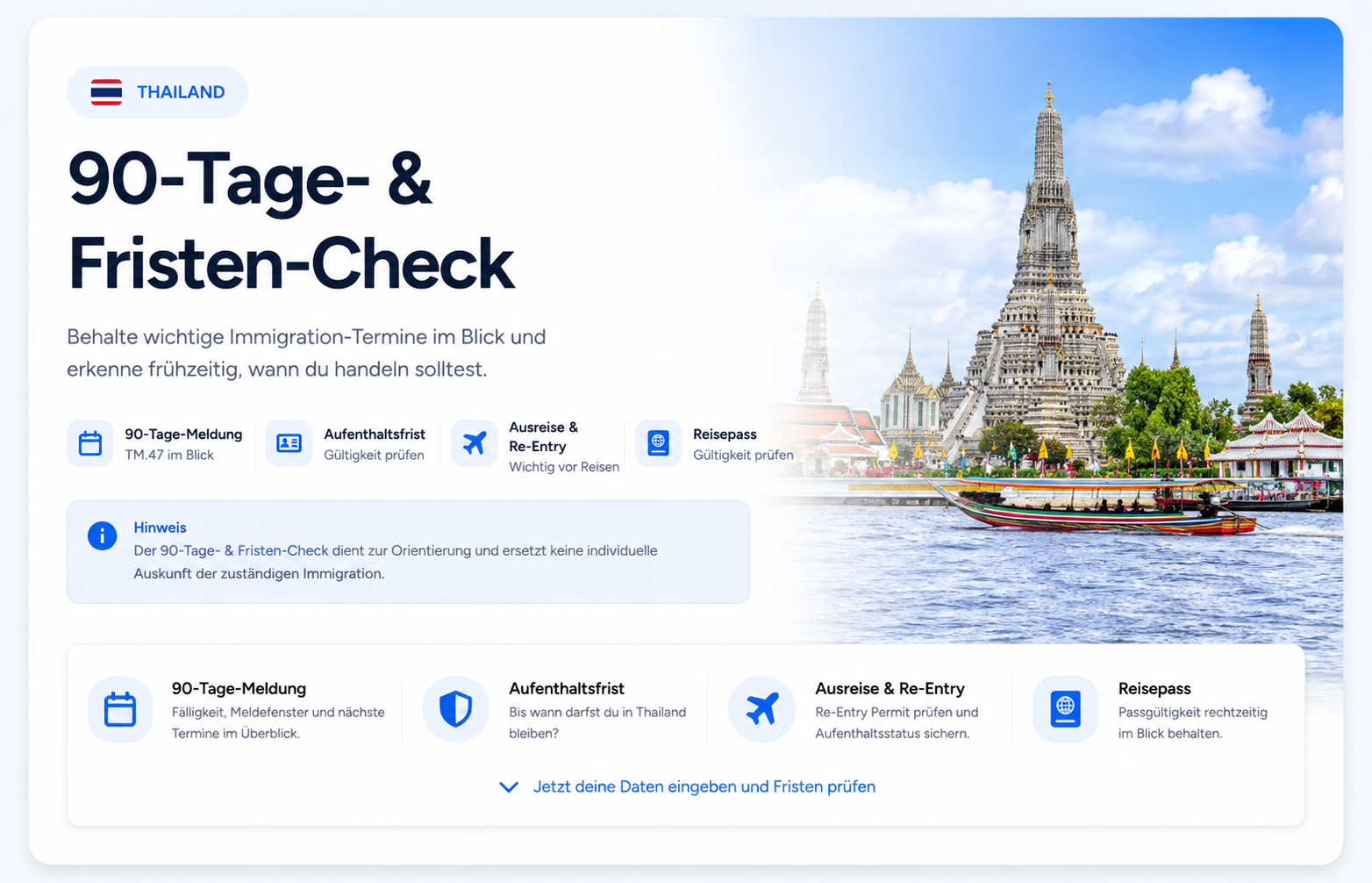 Thailand 90-Tage- & Fristen-Check